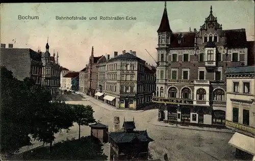 Ak Bochum im Ruhrgebiet, Bahnhofstraße Ecle Rottstraße, Hotel Monopol