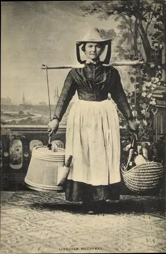 Ak Hansestadt Lübeck, Lübecker Milchfrau