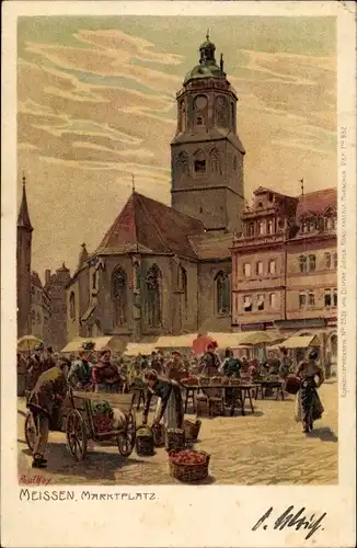 Künstler Litho Hey, P., Meißen in Sachsen, Marktplatz