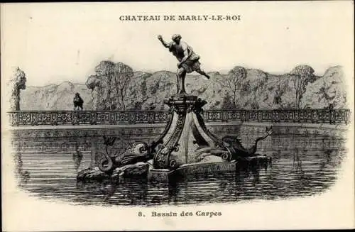 Ak Marly le Roi Yvelines, Chateau, Bassin des Carpes