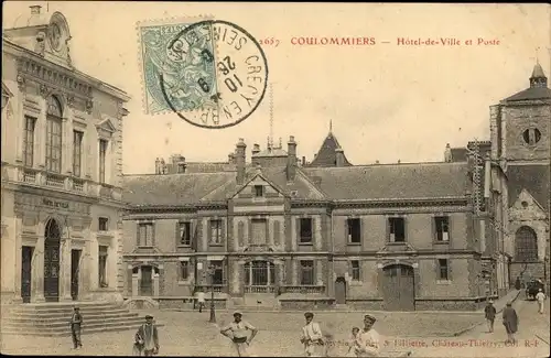 Ak Coulommiers Seine et Marne, Hotel de Ville et Poste