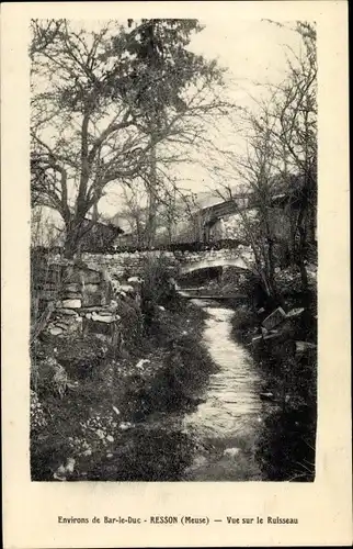 Ak Resson Lothringen Meuse, Vue sur le Ruisseau