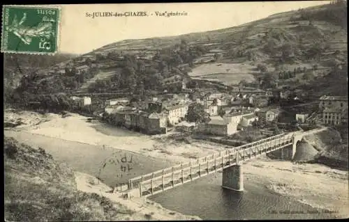 Ak Saint Julien des Chazes Allier, Vue generale, Le Pont