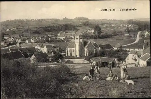 Ak Domptin Aisne, Vue générale