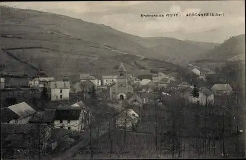 Ak Arronnes Allier, vue panoramique, eglise