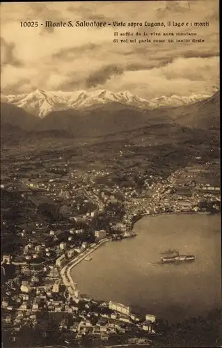 Ak San Salvatore Tessin Schweiz, Vista sopra Lugano, il lage g i monti