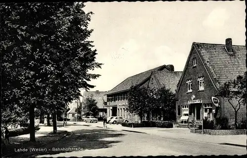 Ak Lahde Petershagen an der Weser, Bahnhofstraße, Cafe