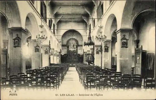 Ak Les Lilas Seine Saint Denis, Interieur de l'Eglise