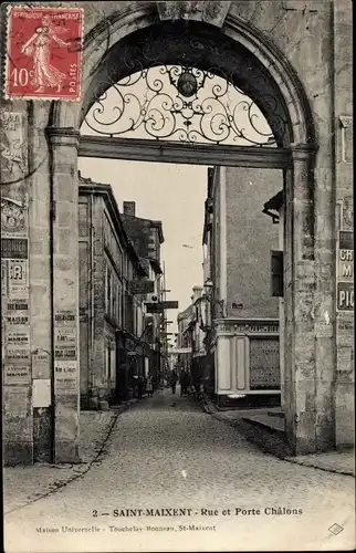 Ak Saint Maixent Deux Sevres, Rue et Porte Chalons