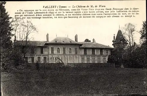 Ak Fallery Yonne, Chateau de M. de Waru