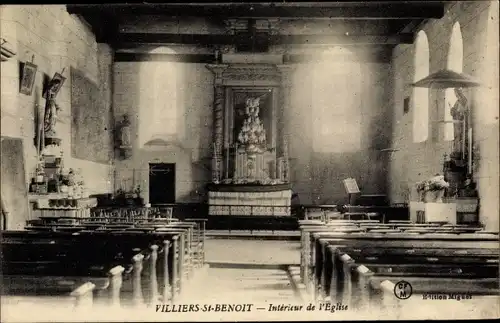 Ak Villiers Saint Benoit Yonne, Intérieur de l´Église