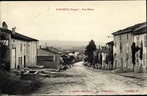 Ak Portieux Vosges, Rue Haute