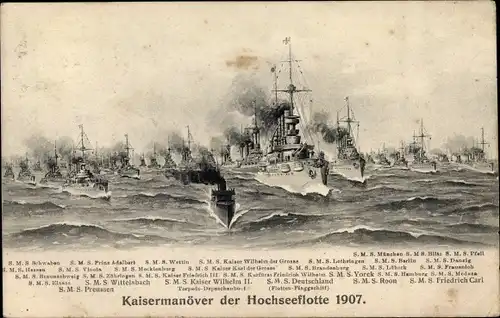 Ak Deutsche Kriegsschiffe, Kaisermanöver der Hochseeflotte 1907