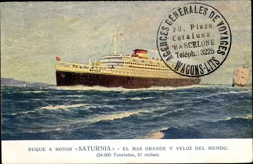 Ak Dampfer Saturnia, Cosulich Line Trieste