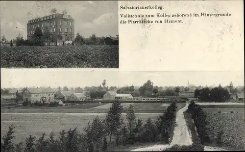 Ak Hamont Flandern Limburg, Salvatorianerkolleg, Volksschule, Pfarrkirche