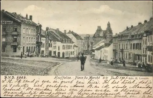 Ak Houffalize Wallonien Luxemburg, Place du Marche