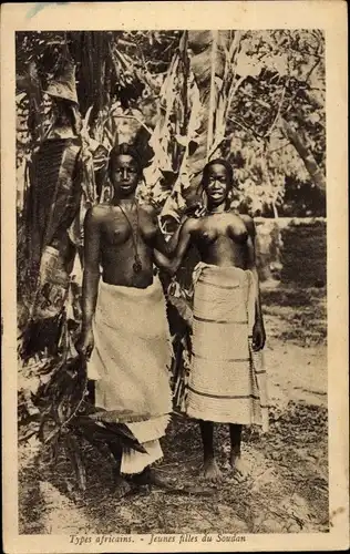 Ak Types africains, Jeunes filles du Soudan, barbusige Afrikanerinnen