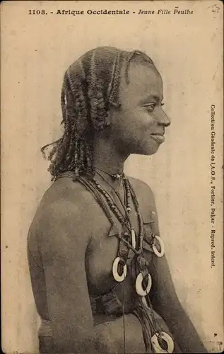 Ak Afrique Occidentale, Jeune Fille Peulhe