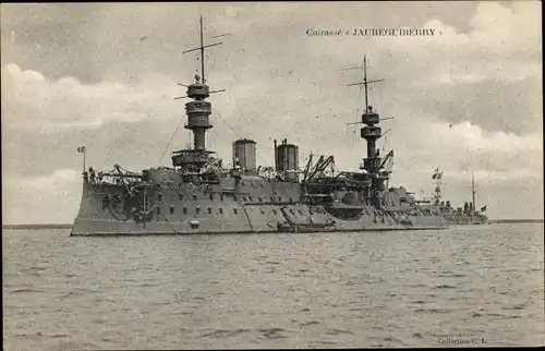 Ak Französisches Kriegsschiff, Cuirassé Jauréguiberry, Marine Militaire Francais