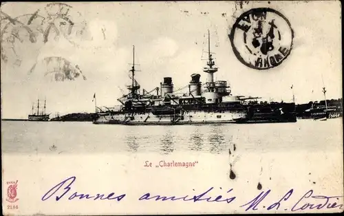 Ak Französisches Kriegsschiff, Charlemagne, Cuirassé