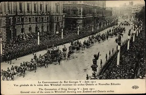 Ak London City England, Le Couronnement du Roi Georges V, Juin 1911 Whitehall