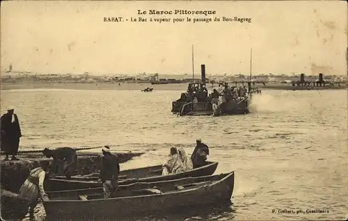 Ak Rabat Marokko, Le Bac a vapeur pour la passage du Bou-Regreg, Boote, Fähre