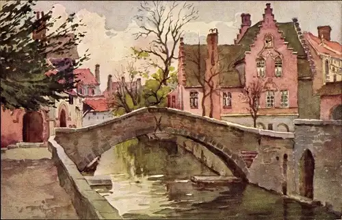 Künstler Ak Bruges Brügge Flandern Westflandern, Pont St. Boniface