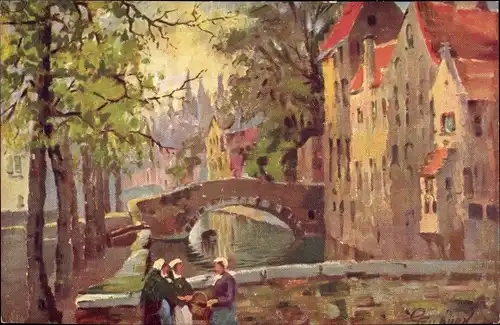 Künstler Ak Bruges Brügge Flandern Westflandern, Quai des Marbriers