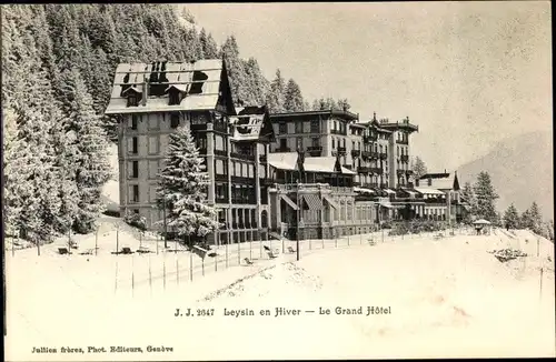 Ak Leysin Kanton Waadt, Le Grand Hotel, en Hiver, Winter