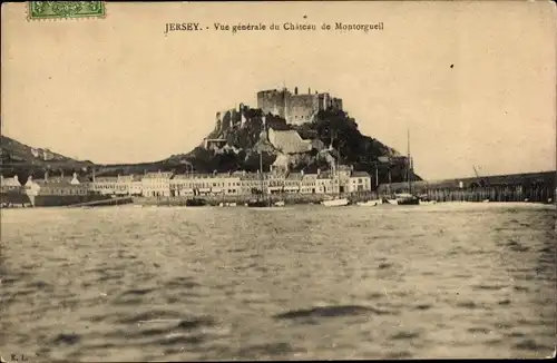 Ak Gorey Jersey Kanalinseln, Vue generale du Chateau de Mont Orgueil