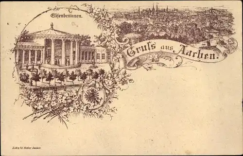 Litho Aachen in Nordrhein Westfalen, Panorama, Elisenbrunnen