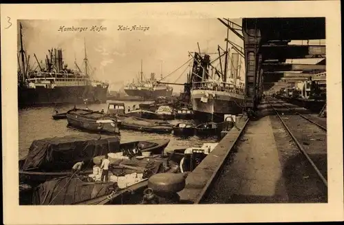 Ak Hamburg, Hafen, Kai-Anlage, Schiffe, Boote