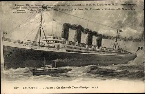 Ak Le Havre, Dampfschiff France, CGT