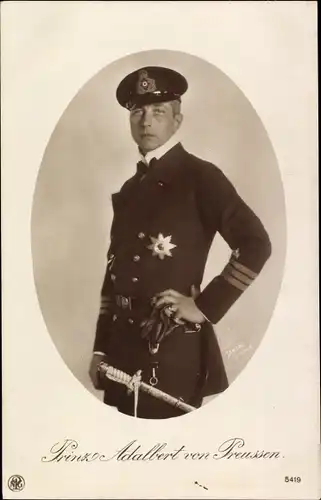 Ak Prinz Adalbert von Preußen, Portrait in Marineuniform
