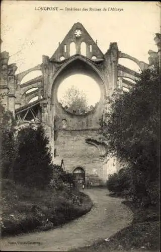 Ak Longpont Aisne, Interieur des Ruines de l'Abbaye