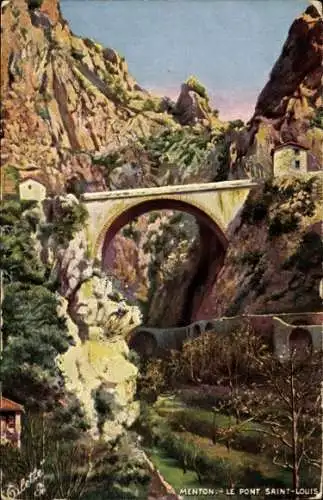 Künstler Ak Menton Alpes Maritimes, Le Pont Saint Louis