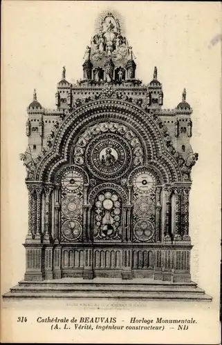 Ak Beauvais Oise, Cathedrale, Horloge Monumentale