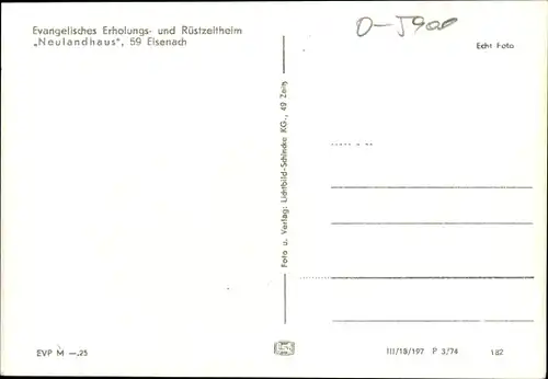 Ak Lutherstadt Eisenach in Thüringen, Evang. Erholungs- und Rüstzeitheim Neulandhaus