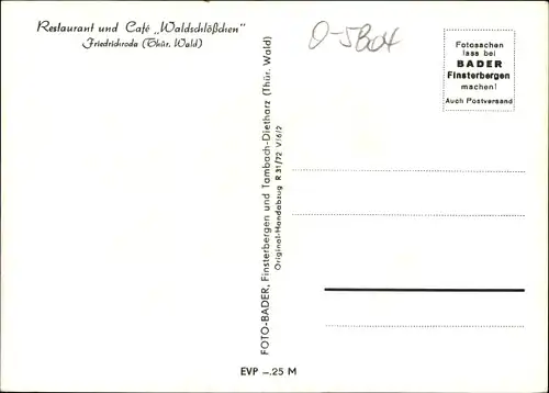 Ak Friedrichroda im Thüringer Wald, Cafe und Konditorei Waldschlösschen, Speisesaal, Außenansicht