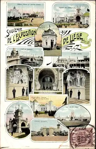 Ak Liège Lüttich Wallonien, Exposition Universelle 1905, Brücke, Halle