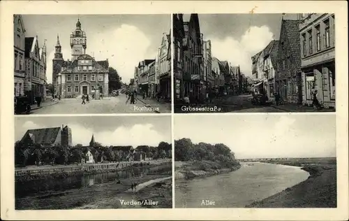 Ak Verden an der Aller, Rathaus, Grossestraße, Panorama