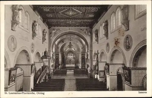 Ak Otzing Niederbayern, St. Laurentius-Pfarrkirche, Innenansicht