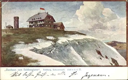 Künstler Ak Feldberg im Schwarzwald Baden Württemberg, Gasthaus zum Feldbergturm