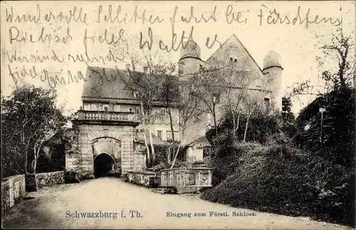 Ak Schwarzburg in Thüringen, Eingang zum fürstlichen Schloss, Torbogen