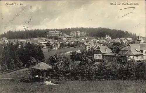 Ak Oberhof im Thüringer Wald, Panorama, Blick vom Tambacherweg, Pavillon