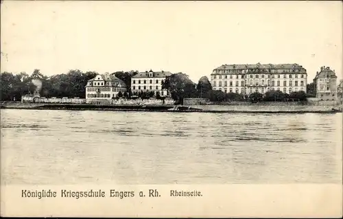 Ak Engers Neuwied am Rhein, Königliche Kriegsschule Engers, Rheinseite