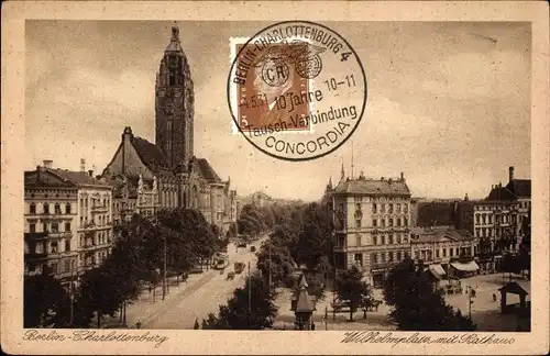 Ak Berlin Charlottenburg, Wilhelmsplatz mit Rathaus