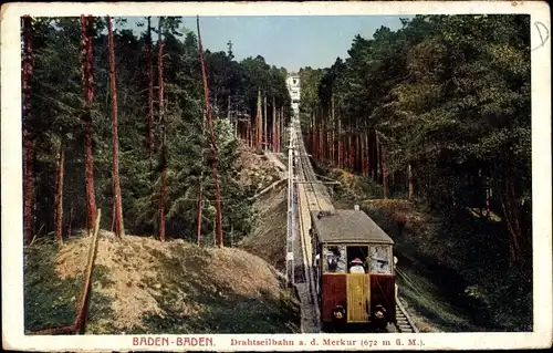 Ak Baden Baden, Drahtseilbahn, Merkurbahn