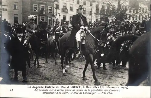 Ak Bruxelles Brüssel, König Albert I. von Belgien, Joyeuse Entrée le 23. Décembre 1909