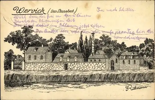 Künstler Ak Ruhmann, G., Wervik Westflandern, Lausebad, I. WK